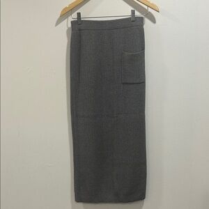 ChouYatou Pencil Skirt Elegant Charcoal Grey Knit Size Small